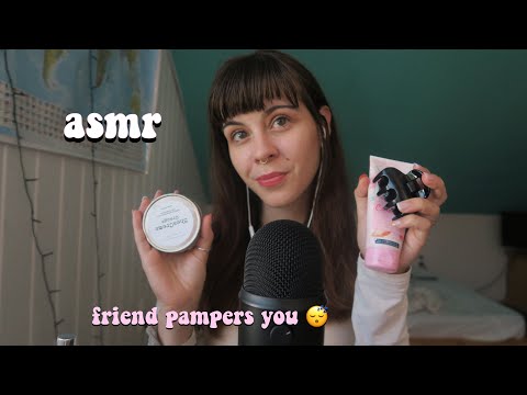 ASMR friend does your ( eco friendly) skin care & pampering you gently ~ layered sounds