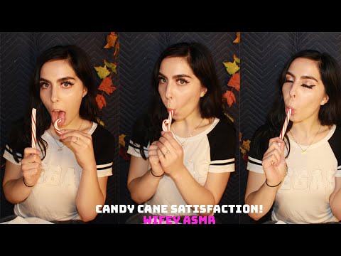 DOUBLE CANDY CANE ASMR ACTION - SATISFYING SUCKING TRIGGERS AND OTHER STIMULATING SOUNDS - 3DIO Wife