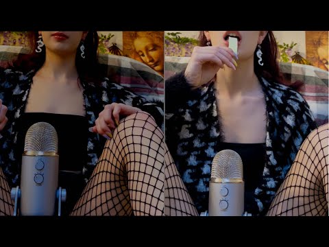 ASMR Stocking Scratching and Gum Chewing