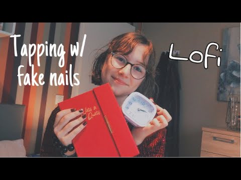 ASMR tapping w/ fake nails ( lofi - soft talking )
