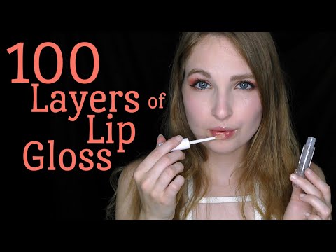 ASMR | 100 Layers of Lip Gloss Challenge (mouth sounds)