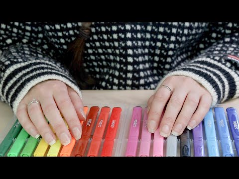 ASMR Tapping & Scratching Markers Color Plastic Container | Finger Tracing (No Talking)