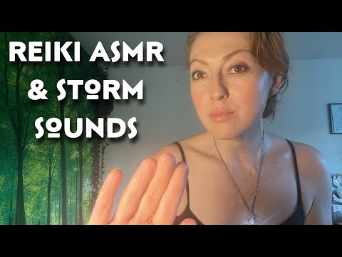 Reiki ASMR Full Session | No Speaking | Storm Sounds | Hand Movements, Crystal Healing