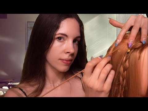 ASMR - Girl In The Back Of Class Plays With Your HAIR (Scalp Check, Picking Confetti Out, Braiding)