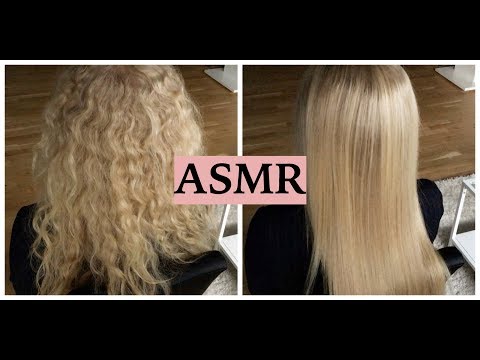ASMR Straightening My Friend's Beautiful, Blonde Hair (Hair Brushing & Spraying Sounds, No Talking)
