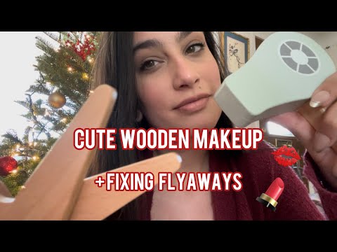ASMR Wooden Play Makeup, Hair Cut, Brushing Flyaways & C-C-Combing