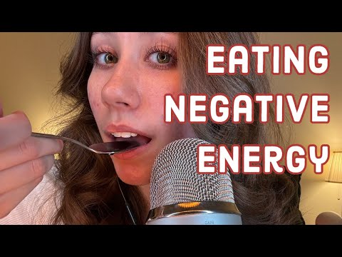 ASMR | eating your negative energy (plucking, spoon, straw) MOUTH SOUNDS