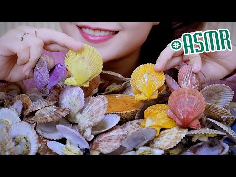 ASMR eating colorful scallops platter ,EATING SOUNDS | LINH-ASMR
