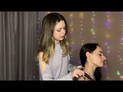 🌸 ASMR On My Sister | Back Scratching, Massage, Hair Brushing, Playing With Hair