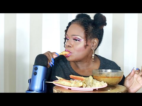 BUTTER RICE CRAB LEGS ASMR EATING SOUNDS