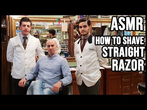 💈 HOW to SHAVE FACE & HEAD with STRAIGHT RAZOR | OLD SCHOOL ITALIAN BARBER 🎧 DEEP ASMR SOUNDS