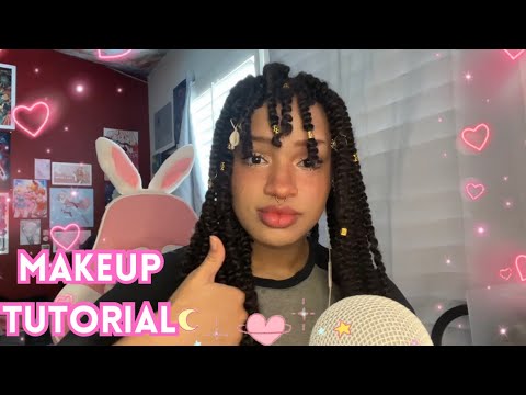 asmr ♥ cute makeup tutorial! application, brushing, soft spoken k-beauty e girl makeup