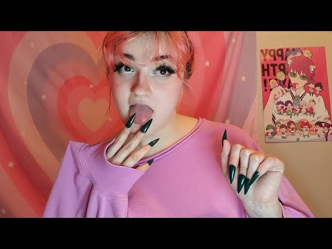 UNIQUE ASMR TRIGGER: Finger Licking with Long Nails!
