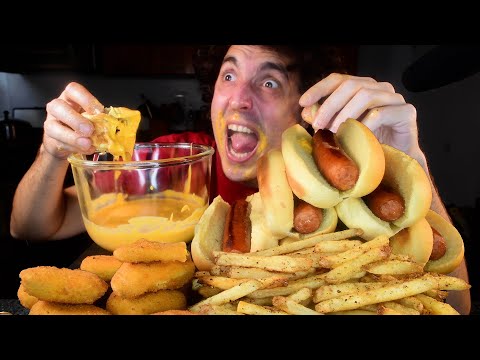 ASMR CHEESY SMOKED SAUSAGES , JALAPENO POPPERS , FRENCH FRIES MUKBANG (No Talking) NOMNOM