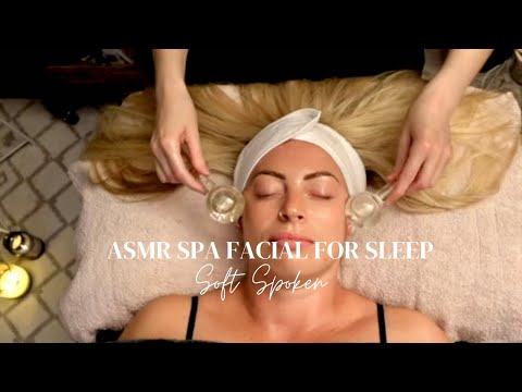 ASMR Spa facial for Relaxation and Sleep | Soft Spoken Video with LED Facial Cleanser & Ice Globes.