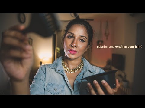 Indian ASMR| Hair color, hair wash, plastic crinkling sounds, wet sounds, whispers