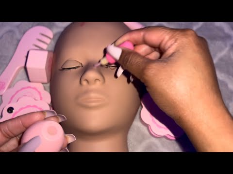 ASMR| Wooden Makeup On Mannequin (light whispers, Tapping, Soothing)
