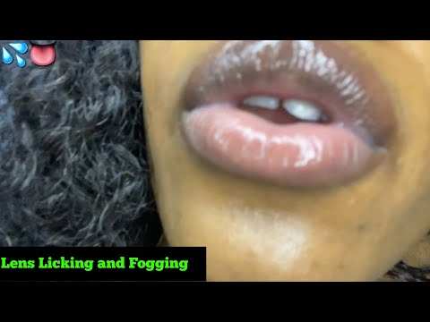 ASMR Extreme Close-up Lens Licking and Fogging with Whispering ~ Wet Mouth Sounds