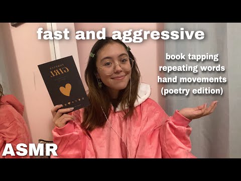 ASMR | Fast and Aggressive Book Tapping, Repeating Words, and Hand Movements (Poetry Edition)