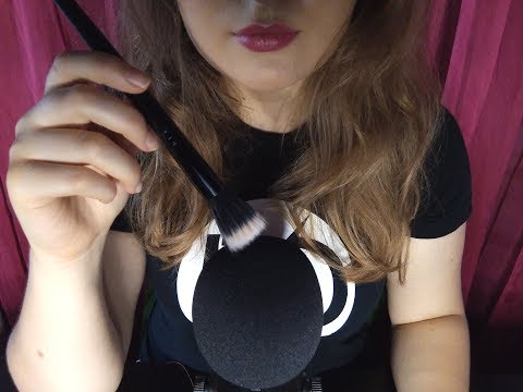 Makeup Brush Mic Brushing ASMR with Bare Mic, Foam Cover and Fluffy Cover (No Intro/No Talking)