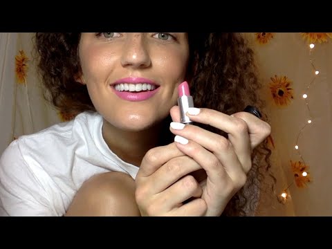 ASMR ~💄 trying on LIPSTICK 💄 (GUM chewing)!