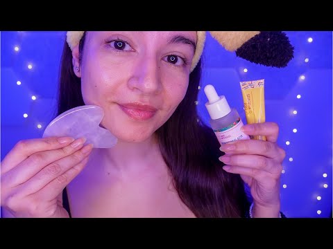 ASMR Doing My Skincare Routine with Light Gum Chewing & Relaxing Sleepy Sounds