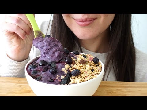 ASMR Eating Sounds: Blueberry Nice Cream (No Talking)