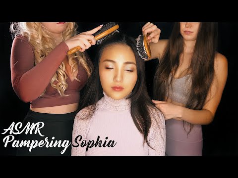 ASMR 😍 Sophia gets Double Pampered by Fair & Lauren, Ultra Hair Brushing, Makeover, Intense Whispers