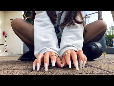 ASMR CONCRETE SCRATCHING WITH FAKE NAILS (towards camera and back)