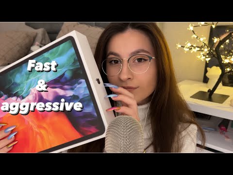 Asmr 100 so fast & aggresive triggers in 10 minutes ❤️ / not for sensitive ear