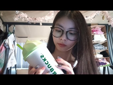 ASMR Tingly Mouth Sounds and Tapping On Starbucks Glass