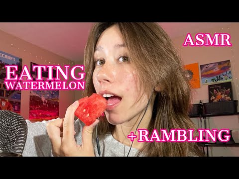 ASMR | eating watermelon and whisper rambling 🍉