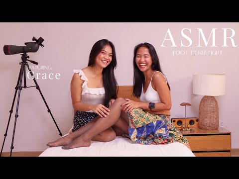 Try not to Laugh Challenge Foot Tickle Pantyhose with Grace😂🤣ASMR not!