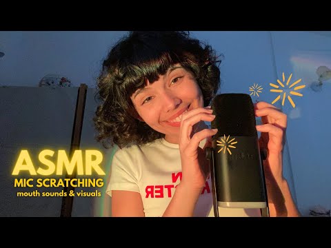 ASMR Mic Scratching!! (Brain Massage with and without mouth sounds and visuals)