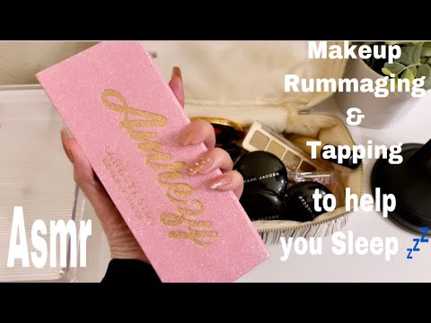 Asmr | Relaxing Makeup Rummaging & Tapping | Some Whispering