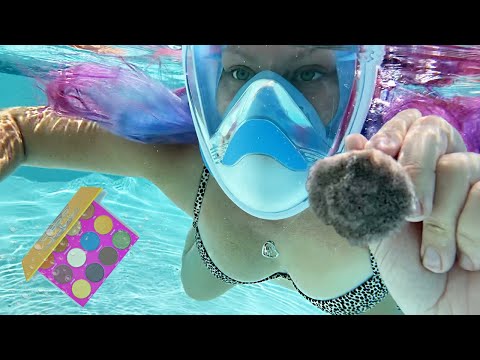 ASMR In The Pool 💦( Doing Your Makeup/Hair Brushing Under Water) No Talking Deep Sea Tingle Sounds
