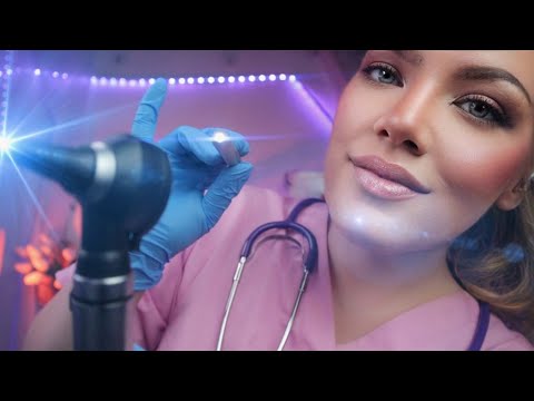 ASMR Night Nurse Ear and Cranial Nerve Exam in Bed (Full Medical Checkup)