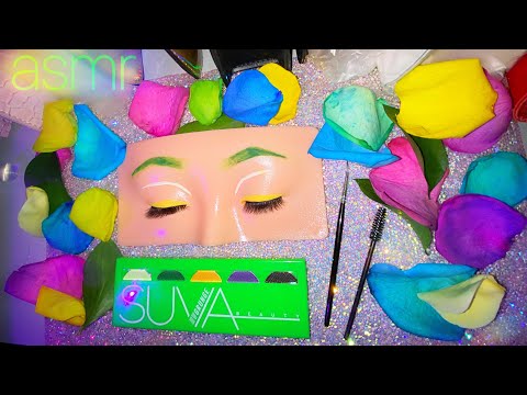 ASMR | Relaxing Makeup Application |Colored Brows & Eyes (Silicone Face)