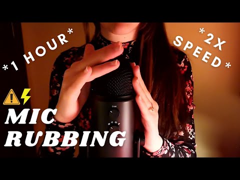 ASMR -  [1 HOUR version] 2x SPEED FAST MIC RUBBING, STROKING for Brain Melting | Without cover
