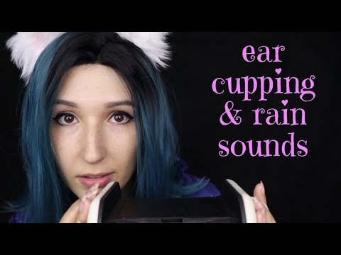 ASMR - EAR CUPPING ~ 1Hour w/ Soft Rain Sounds for Your Sleepytimes ~