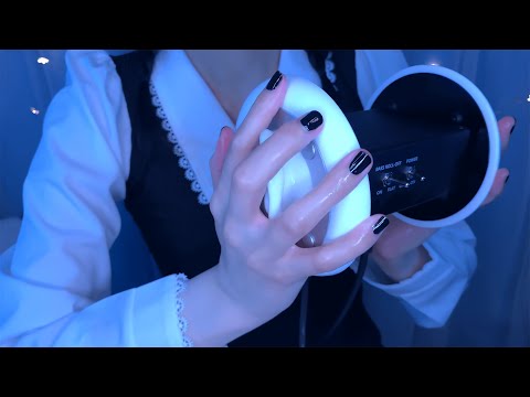 ASMR Ear Massage & Blowing & Close Whispering 🫠 dry, oil, lotion [3Dio] / 耳マッサージ