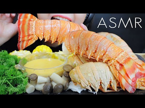 ASMR HUGE AUSTRALIAN LOBSTER TAIL WITH OYSTER MUSHROOM CORN AND CHEESE SAUCE EATING SOUNDS|LINH-ASMR