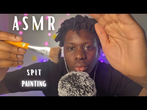 ASMR Spit Painting (Upclose Mouth Sounds)