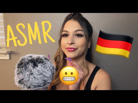 ASMR trying to speak GERMAN 🇩🇪 close up whispers + hand movements 💛 (fail?)