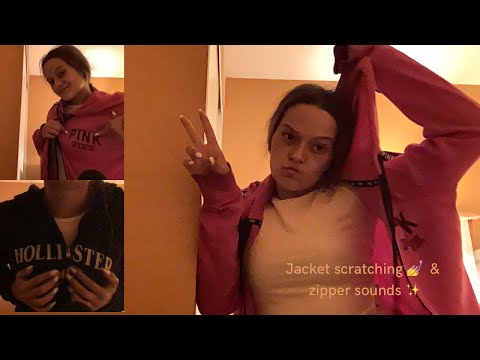 ASMR fabric jacket scratching & zipper sounds