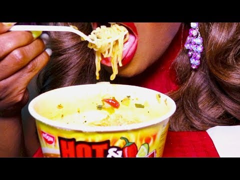 Big Bowl Hot & Spicy Noodles ASMR Eating Sounds