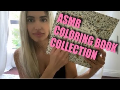 ASMR Coloring Book Collection Show and Tell w/ Paper Sounds, Page Turning, and Tapping (Whispered)