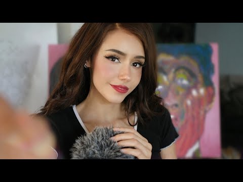 ASMR -  Fluffy Mic Whispers w/ Layered Sounds (trimming, tk tk, lens tapping, plucking + more)
