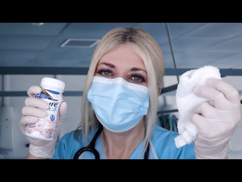 ASMR Medical Exam & Bed Bath from Caring Hospital Doctor - Latex Gloves, Water Sounds, Writing