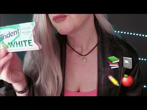 ASMR Gum Chewing Mean Substitute Teacher in Leather Jacket Role Play | Whispered